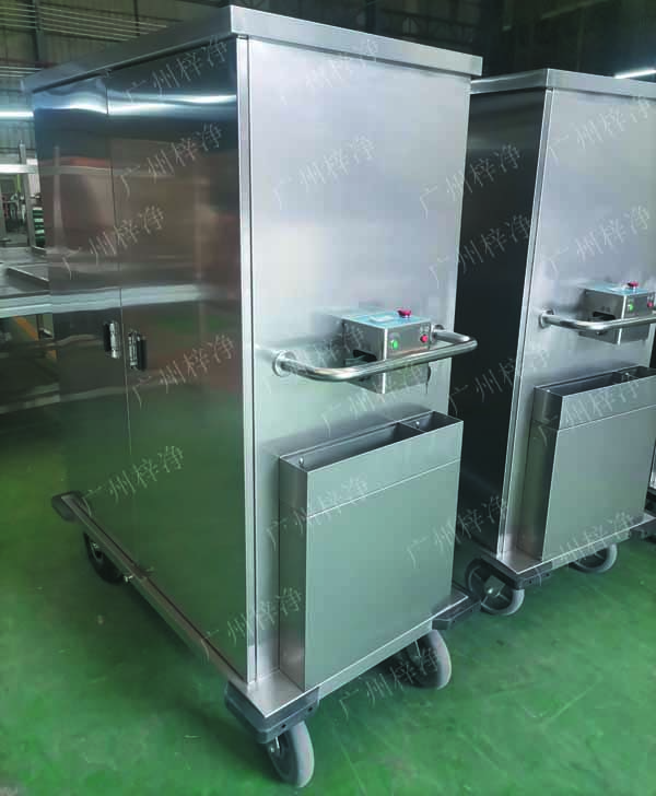 密閉式滅菌器械物品電動轉運車有單面雙開門,單側門可旋轉角度≥220°度開啟設計，裝卸物品更方便;